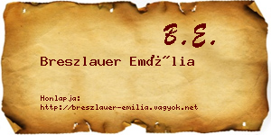 Breszlauer Emília névjegykártya